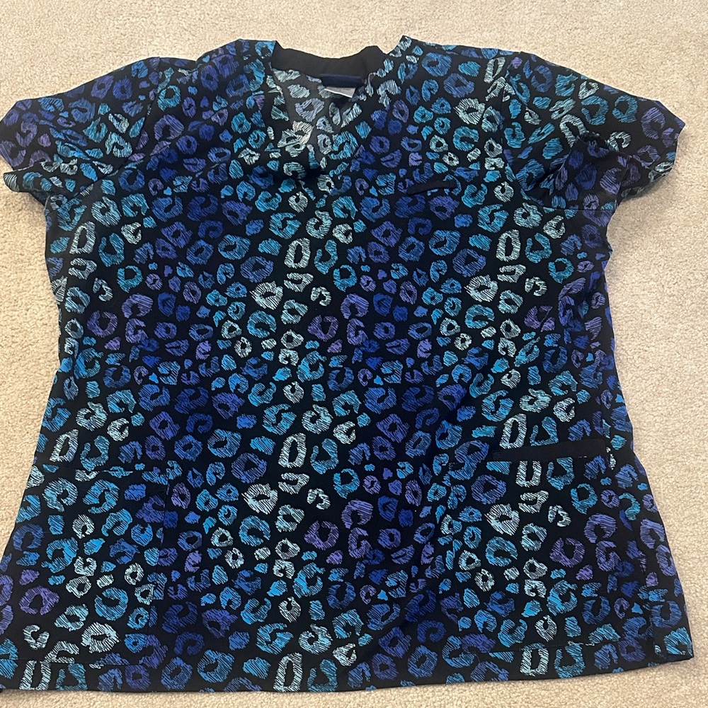 Women's Blue and Purple Leopard Print Top